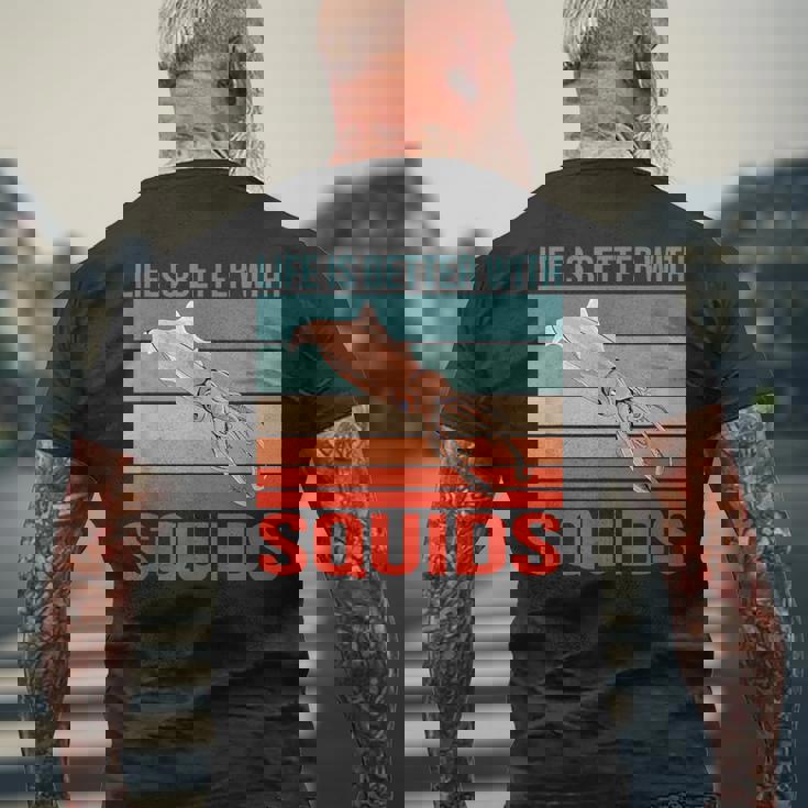 イカ ライフ・イズ・ベター 烏賊 イカ メンズTシャツ バックプリント 高齢者への贈り物