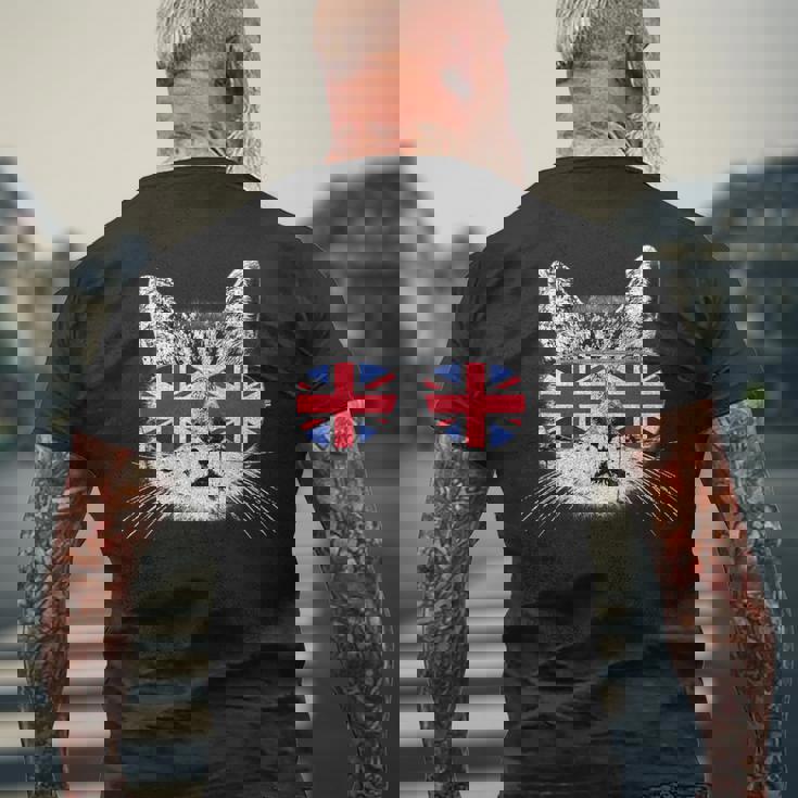 イギリス ユニオンジャック フラッグ イギリス 猫 イギリス メンズTシャツ バックプリント 高齢者への贈り物