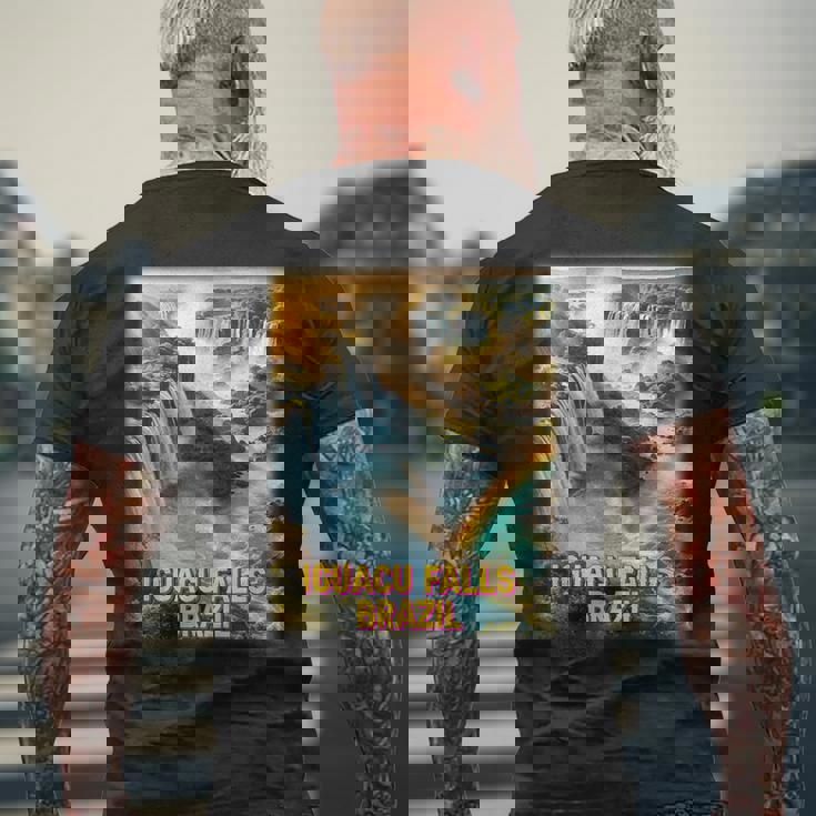 イグアスの滝 ブラジル シャツ イグアス国立公園 家族旅行 メンズTシャツ バックプリント 高齢者への贈り物