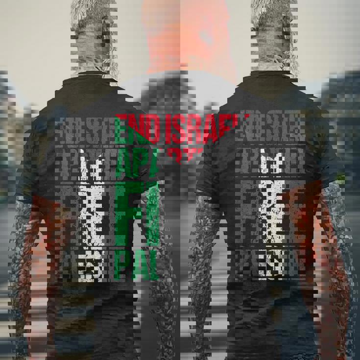 イスラエルのアパルトテッドフリーパレスチナを終えましょう メンズTシャツ バックプリント 高齢者への贈り物