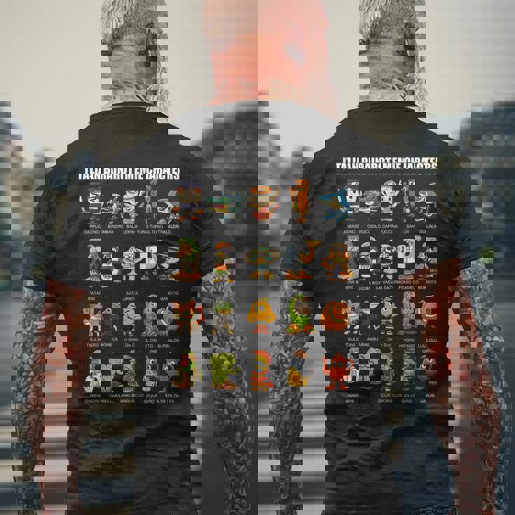 イタリア ブレイン ミーム コンピレーション キャラクター 手描き キッズ メンズTシャツ バックプリント 高齢者への贈り物