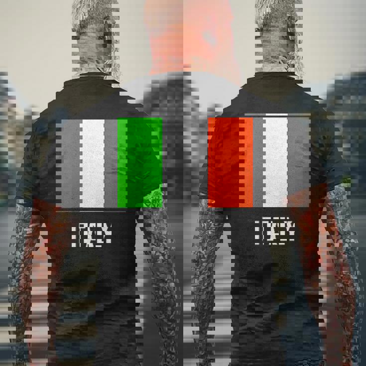 イタリアの国旗 メンズTシャツ バックプリント 高齢者への贈り物