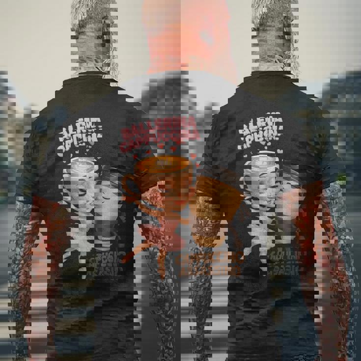 イタリアン ブレイン ロート バレリーナ カプチーナ エスプレッソ アサシン ミーム メンズTシャツ バックプリント 高齢者への贈り物