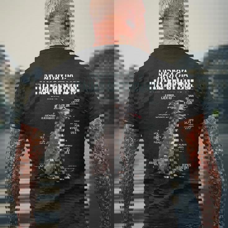 イタリアングレイハウンドの解剖学 メンズTシャツ バックプリント 高齢者への贈り物