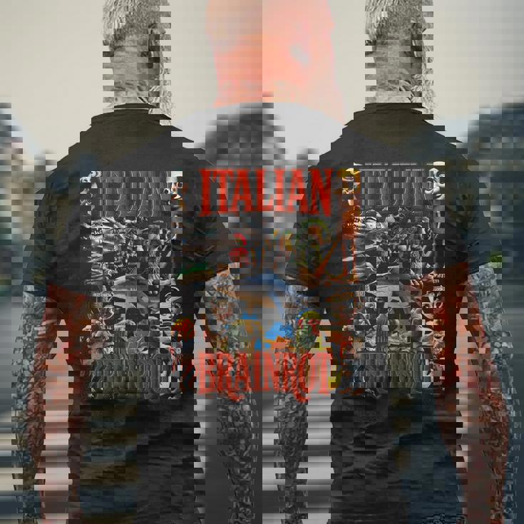 イタリアンブレイン レッド ウイルス ミーム マニア グラフィック メンズTシャツ バックプリント 高齢者への贈り物