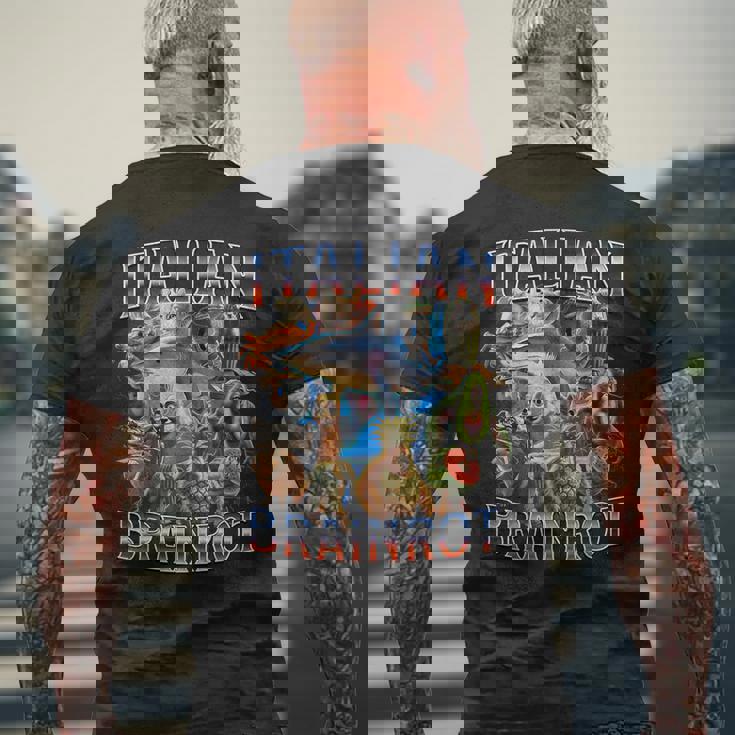 イタリアンブレインロット面白いイタリアンブレインロットミーム メンズTシャツ バックプリント 高齢者への贈り物