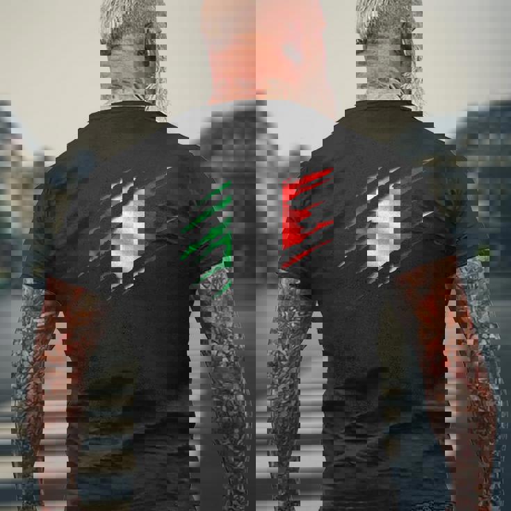 イタリア国旗 トリコロール イタリアバナー メンズTシャツ バックプリント 高齢者への贈り物