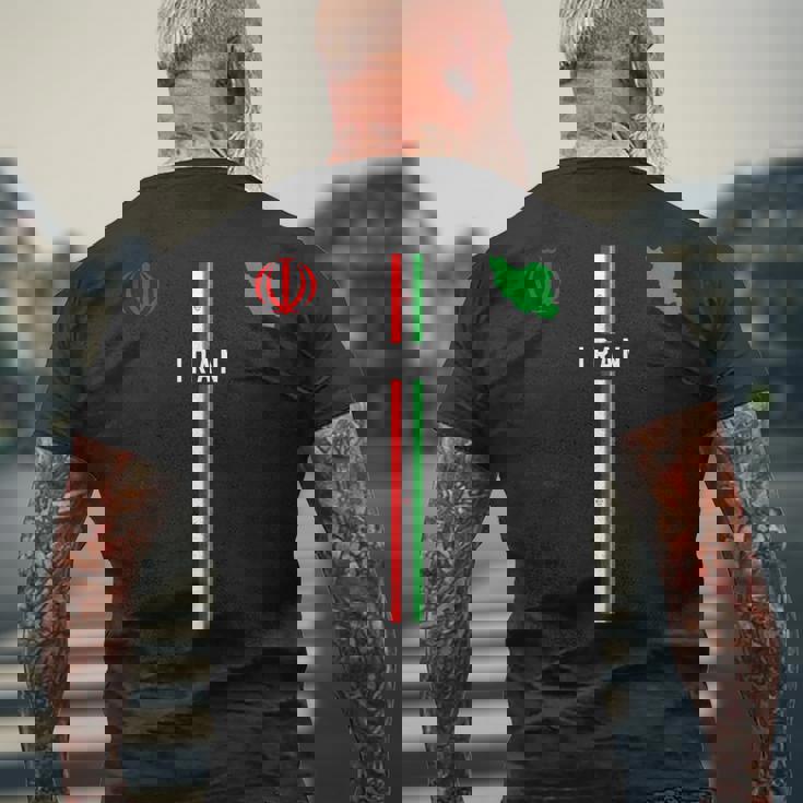 イラン国旗、イランのシルエットマップ、イランの国章 メンズTシャツ バックプリント 高齢者への贈り物