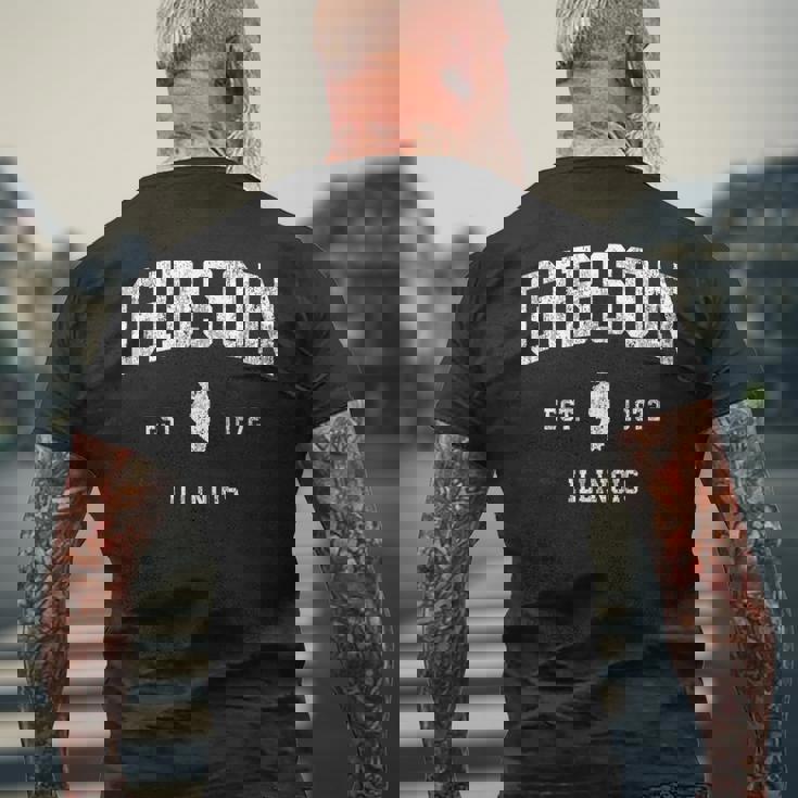 イリノイ州ギブソンビンテージアスレチックスポーツデザイン メンズTシャツ バックプリント 高齢者への贈り物