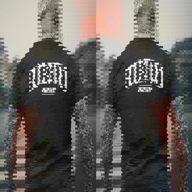 イリノイ州ロックフォード大学スタイル メンズTシャツ バックプリント 高齢者への贈り物