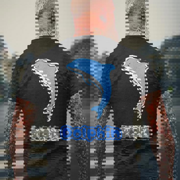 イルカ Dolphin ドルフィン【どうぶつフレンズ】水族館 海の生き物 ゆるくて かわいい 動物 イラスト メンズTシャツ バックプリント 高齢者への贈り物