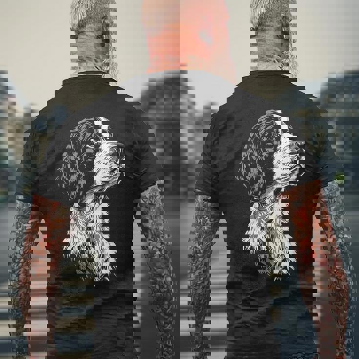 イングリッシュセッター 犬 モチーフ ペット イラスト イングリッシュセッター メンズTシャツ バックプリント 高齢者への贈り物