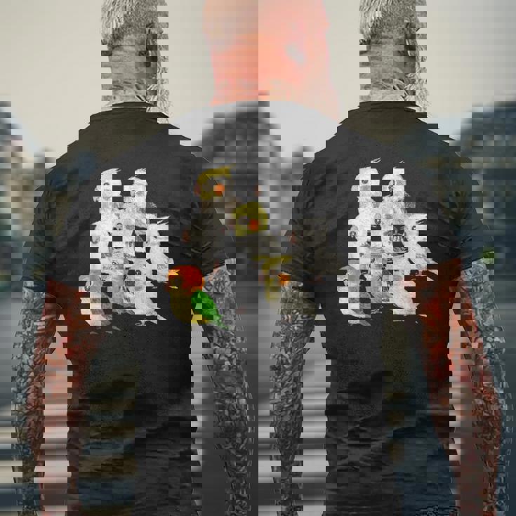 インコ かわいい 小鳥 ペット おもしろ 動物 イラスト メンズTシャツ バックプリント 高齢者への贈り物