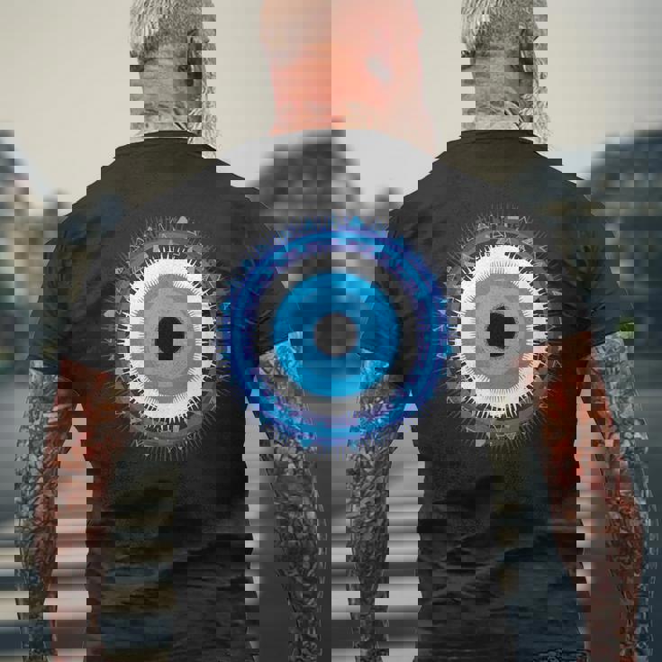 イーブルアイシャツ トルコの目 ナザール 邪悪なギリシャ語から守る メンズTシャツ バックプリント 高齢者への贈り物