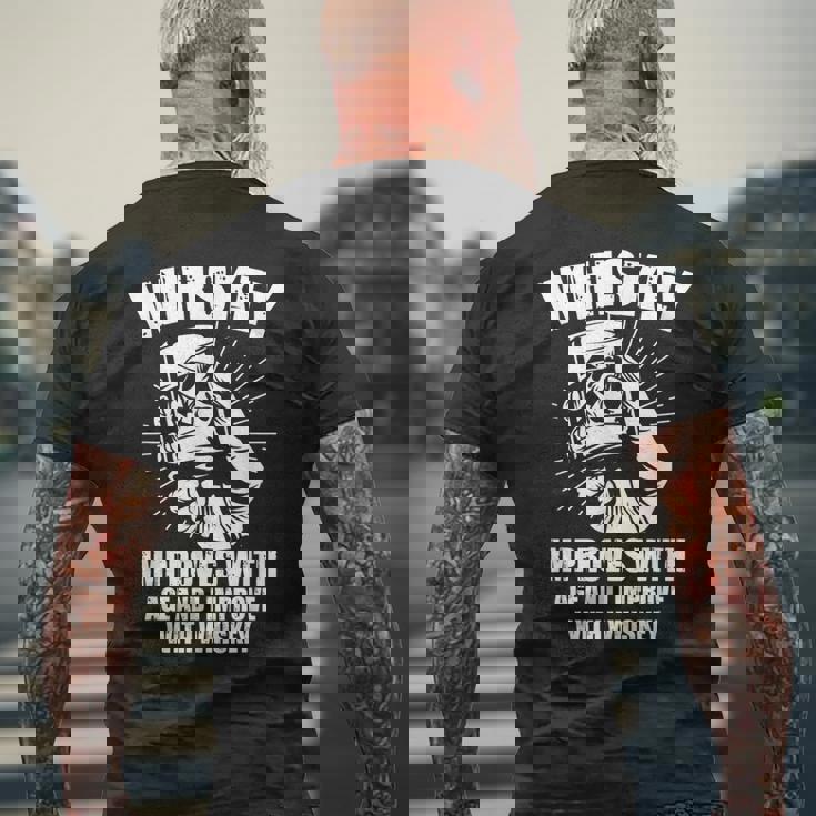 ウイスキー 年齢に合わせて改善 ウイスキーで改善 メンズTシャツ バックプリント 高齢者への贈り物