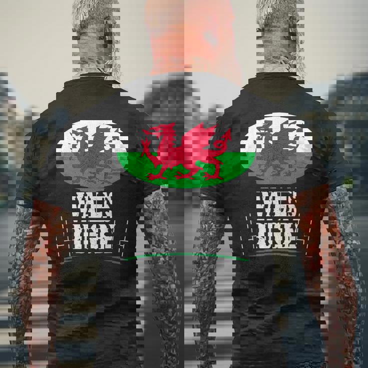 ウェールズ ラグビー チーム Cmon Cymru フラッグ メンズTシャツ バックプリント 高齢者への贈り物