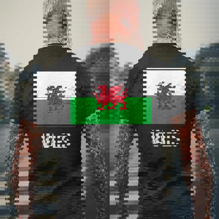 ウェールズのウェールズの旗 メンズTシャツ バックプリント 高齢者への贈り物