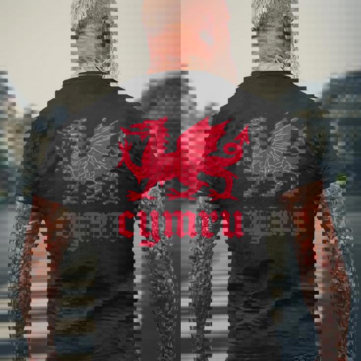 ウェールズ・ウェールズ・ウェールズ・シムレーグ・レッド・ウェールズ・ドラゴン メンズTシャツ バックプリント 高齢者への贈り物