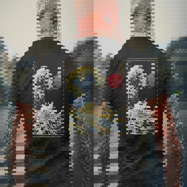 ウエストハイランド ホワイトテリア ウェスティ 日本神奈川波 メンズTシャツ バックプリント 高齢者への贈り物