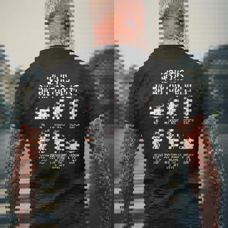 ウエスト・ハイランド・ホワイト・テリア・ウェスティ毎日のやることリスト犬 メンズTシャツ バックプリント 高齢者への贈り物