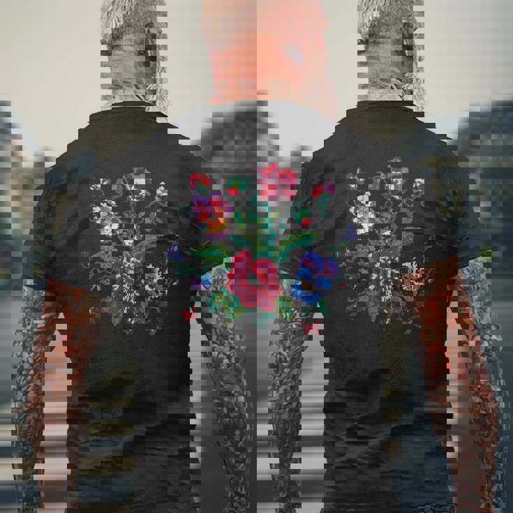 ウクライナの国民服ウクライナの刺繍の花 メンズTシャツ バックプリント 高齢者への贈り物