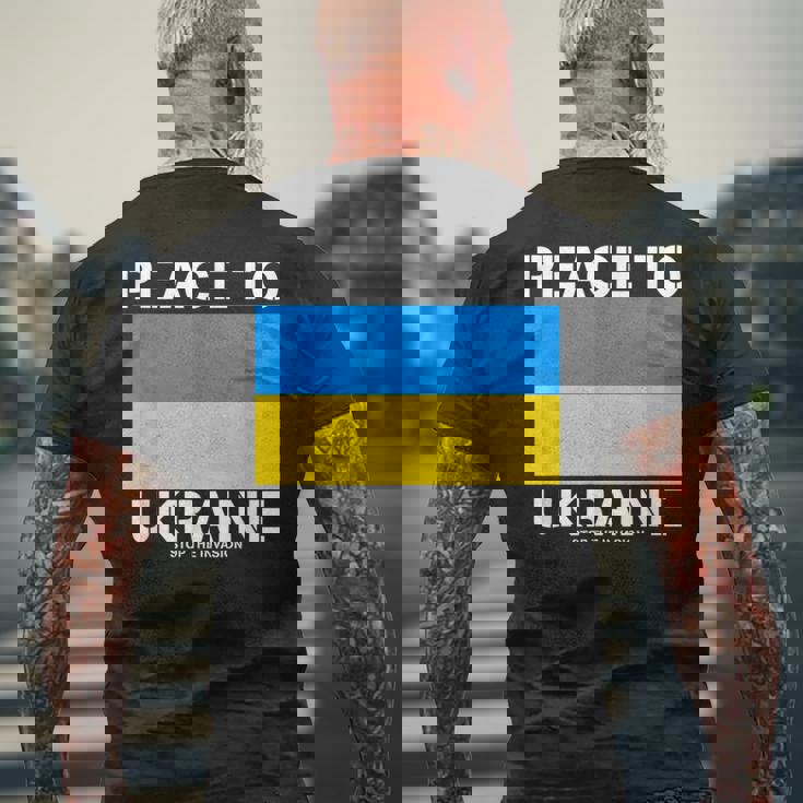 ウクライナへの平和 侵略を止めましょう。 メンズTシャツ バックプリント 高齢者への贈り物