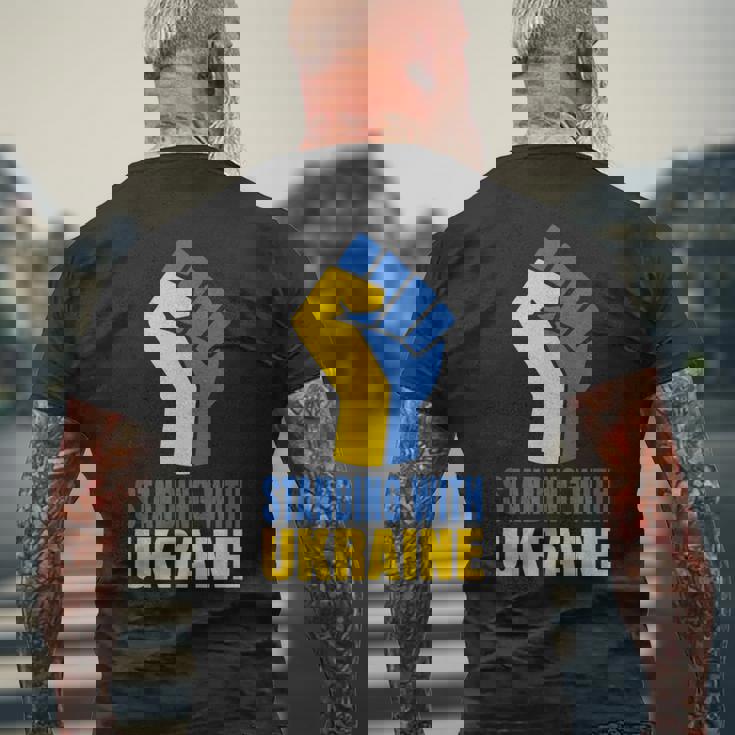 ウクライナを支援 ウクライナと共に立つ メンズTシャツ バックプリント 高齢者への贈り物