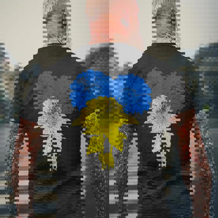 ウクライナ国旗 ひまわり ヴィンテージ ウクライナ支援 ウクライナ メンズTシャツ バックプリント 高齢者への贈り物