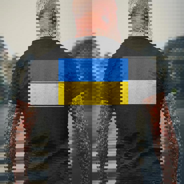 ウクライナ国旗デザイン メンズTシャツ バックプリント 高齢者への贈り物