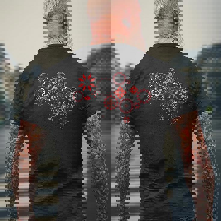 ウクライナ地図 ヴィシバンカ風 Ua刺繍 メンズTシャツ バックプリント 高齢者への贈り物