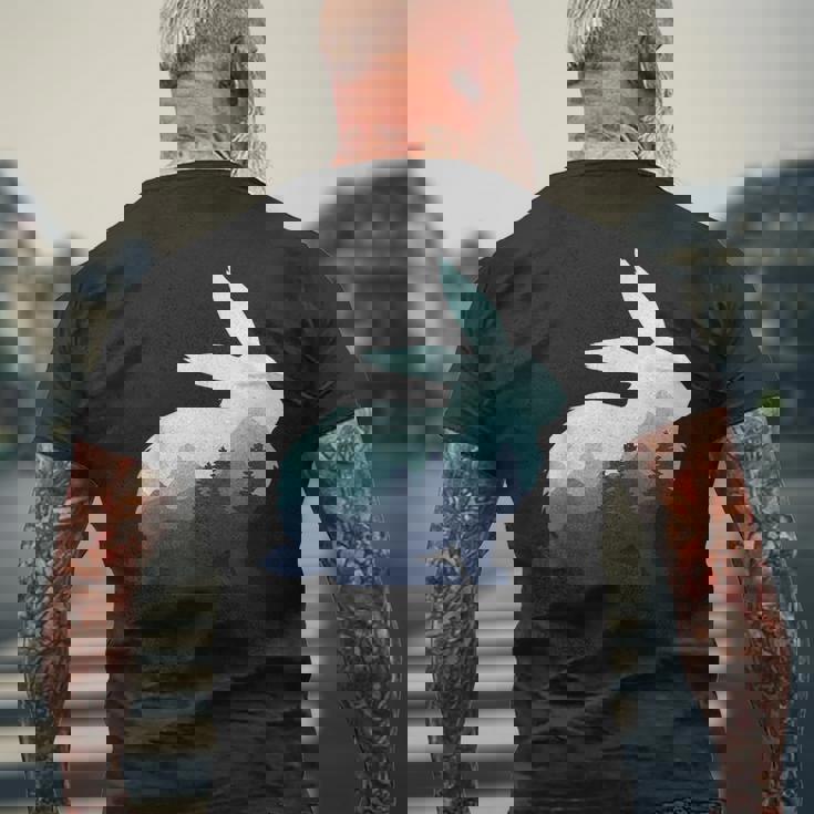 ウサギ バニー 野ウサギ 動物 野生 芸術的 グラフィック 自然 メンズTシャツ バックプリント 高齢者への贈り物