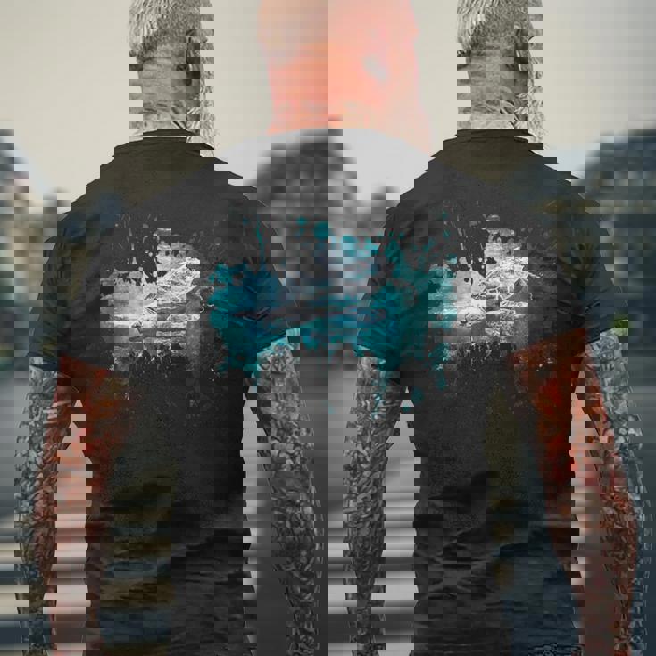 メンズ ウミガメ 風景 亀 メンズTシャツ バックプリント 高齢者への贈り物