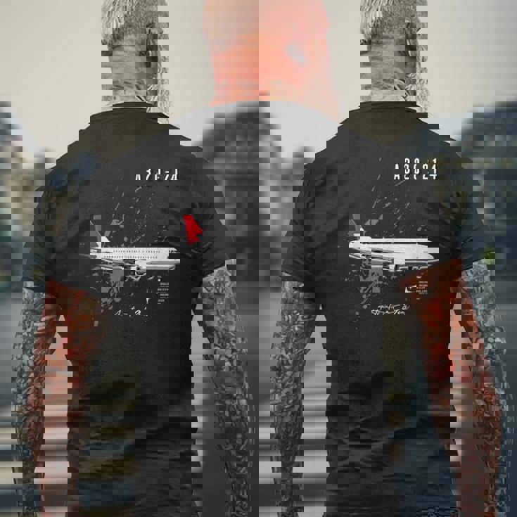 エアクラフト A320-214 メンズTシャツ バックプリント 高齢者への贈り物