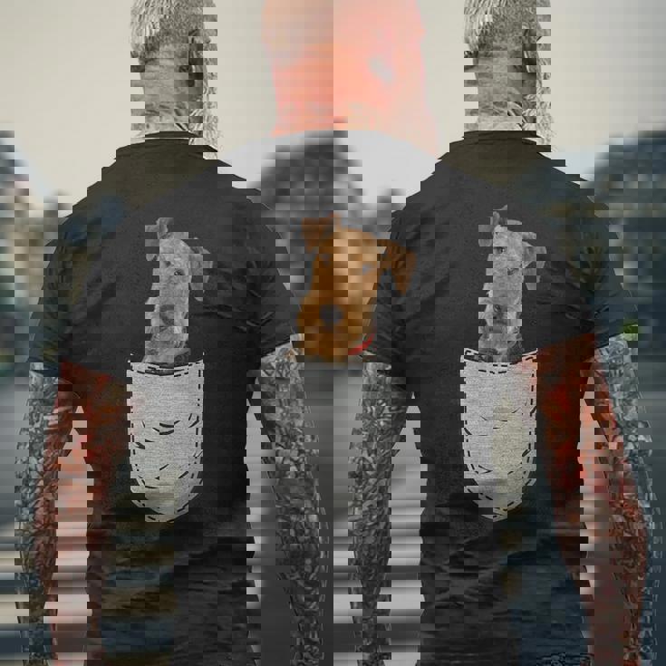 エアデールテリアウォーターサイドビングリーチェストポケットポケット メンズTシャツ バックプリント 高齢者への贈り物