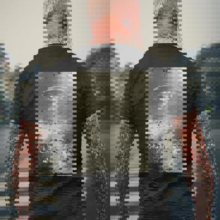 エイリアン Ufo ファニー キャッツ エイリアンの侵略猫 メンズTシャツ バックプリント 高齢者への贈り物