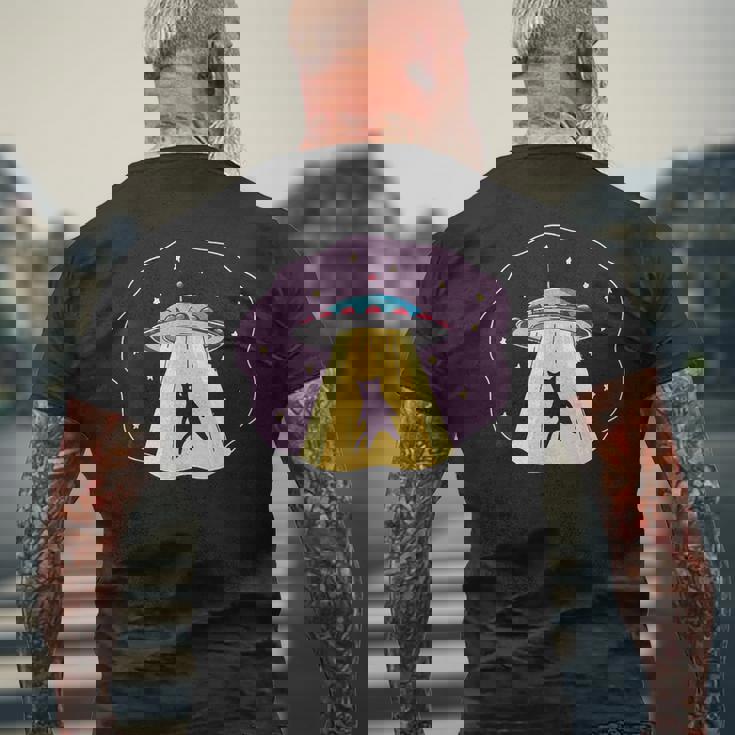 エイリアン Ufo ファニー キャット おもしろ 猫好き 猫飼い 猫 ネコ ねこ 黒猫 くろねこ好き 面白い メンズTシャツ バックプリント 高齢者への贈り物