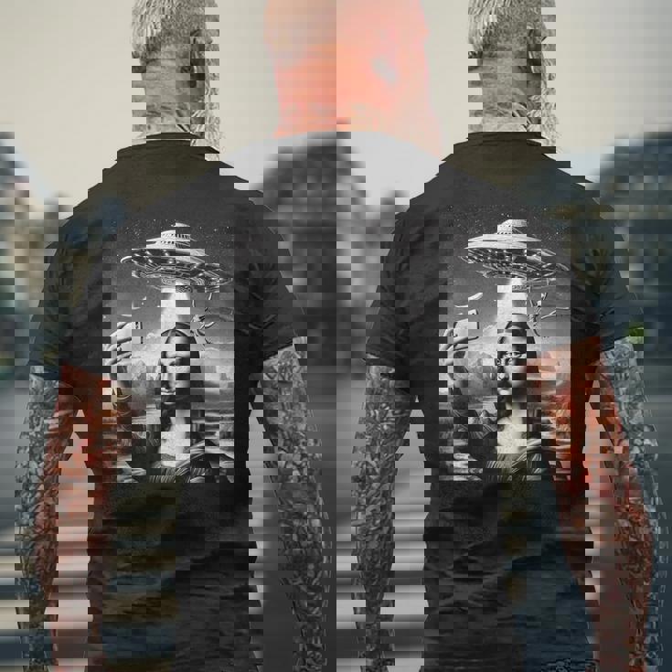 エイリアンufoモナリザと面白いセルフィー メンズTシャツ バックプリント 高齢者への贈り物