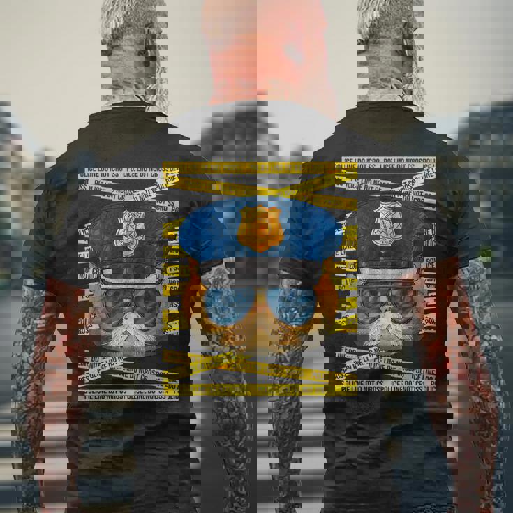 エキゾチック ショートヘア 警察官 警察官 面白い 警察 猫 メンズTシャツ バックプリント 高齢者への贈り物