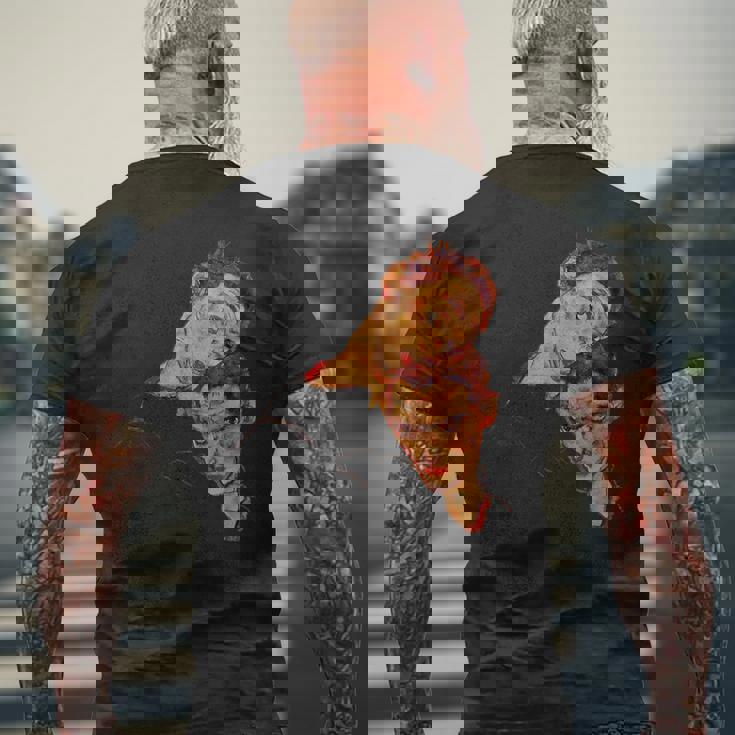 エゴン・シーレ作「ダブル・セルフ・ポートレート」1915 メンズTシャツ バックプリント 高齢者への贈り物