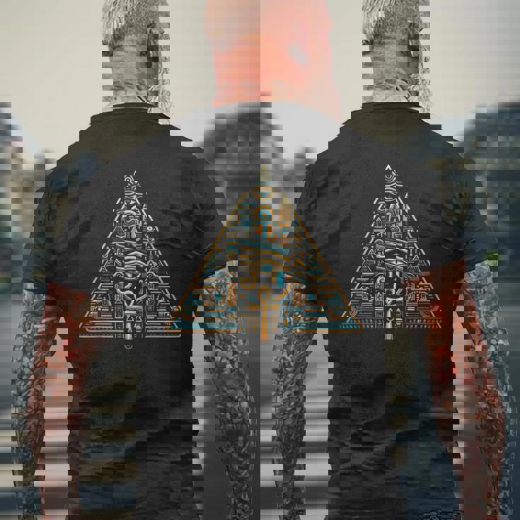 エジプト スフィンクス ファラオ 古代エジプト ピラミッド 象形文字 メンズTシャツ バックプリント 高齢者への贈り物