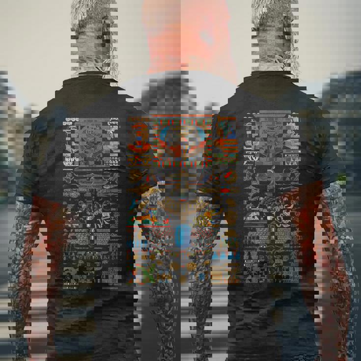 エジプトの多色オーナメント ヒエログリフ ヒエログリフ メンズTシャツ バックプリント 高齢者への贈り物