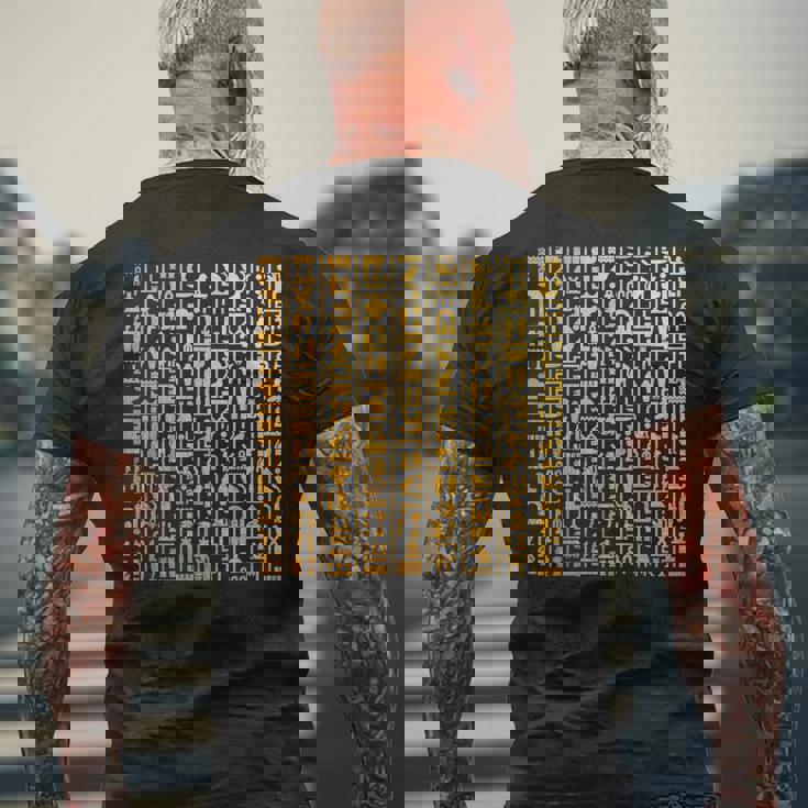 エジプトヒエログリフ ファラオ語 古代エジプト メンズTシャツ バックプリント 高齢者への贈り物