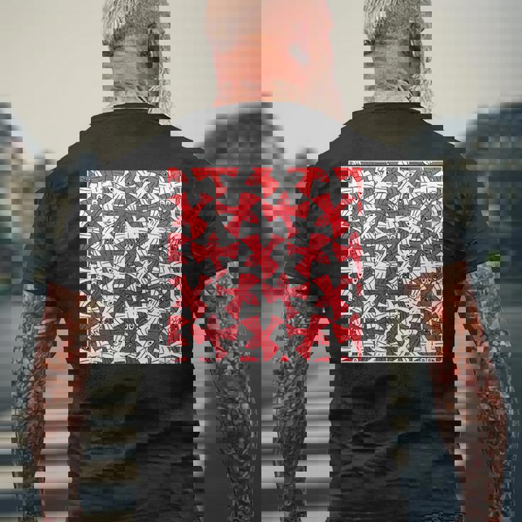 エッシャーにインスパイアされた鳥のテッセレーション。 メンズTシャツ バックプリント 高齢者への贈り物