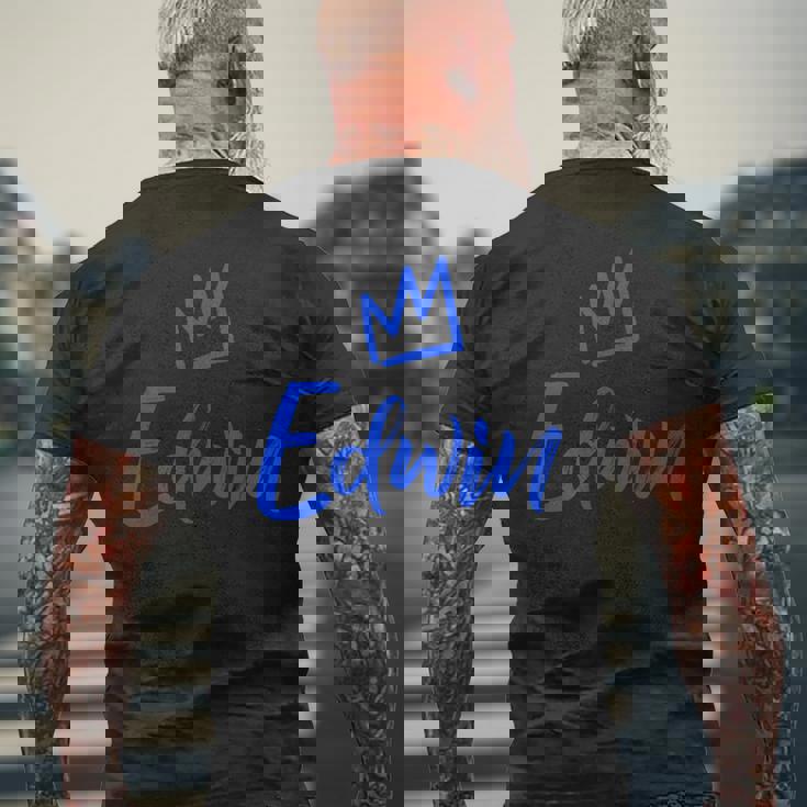 エドウィン ザ・キングブルークラウン&ネーム 男性用 エドウィンと呼ばれる メンズTシャツ バックプリント 高齢者への贈り物