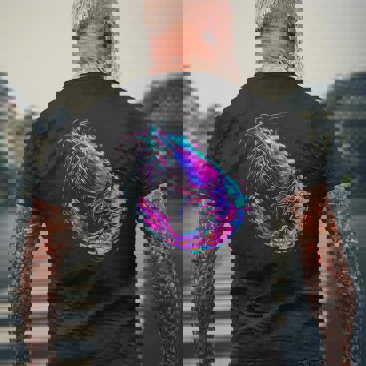 エビ 海 海 海 エビ 海 動物 海洋 哺乳類 モチーフ メンズTシャツ バックプリント 高齢者への贈り物