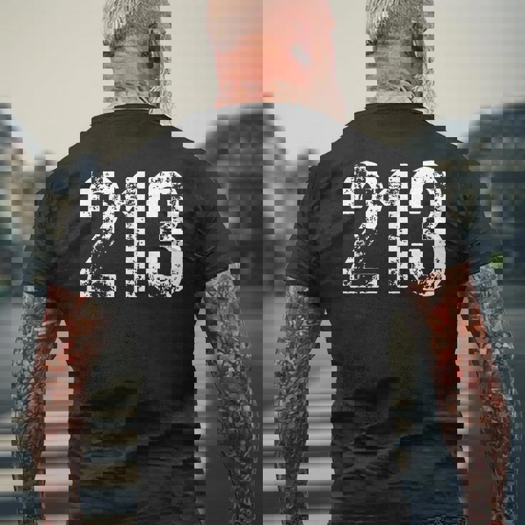 エリアコード 213 ロサンゼルス カリフォルニア La エリアコード Ca 213 メンズTシャツ バックプリント 高齢者への贈り物