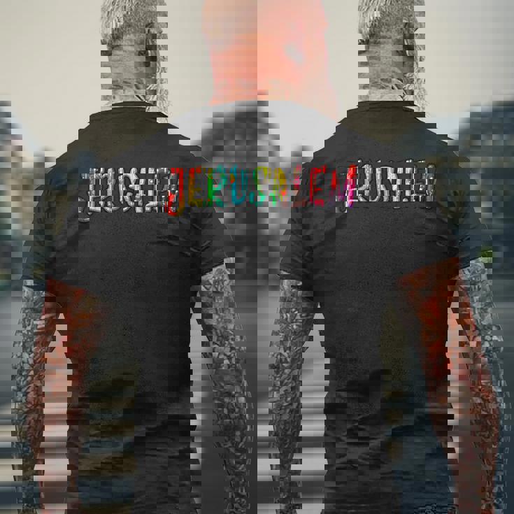 エルサレム イスラエル エルサレム メンズTシャツ バックプリント 高齢者への贈り物