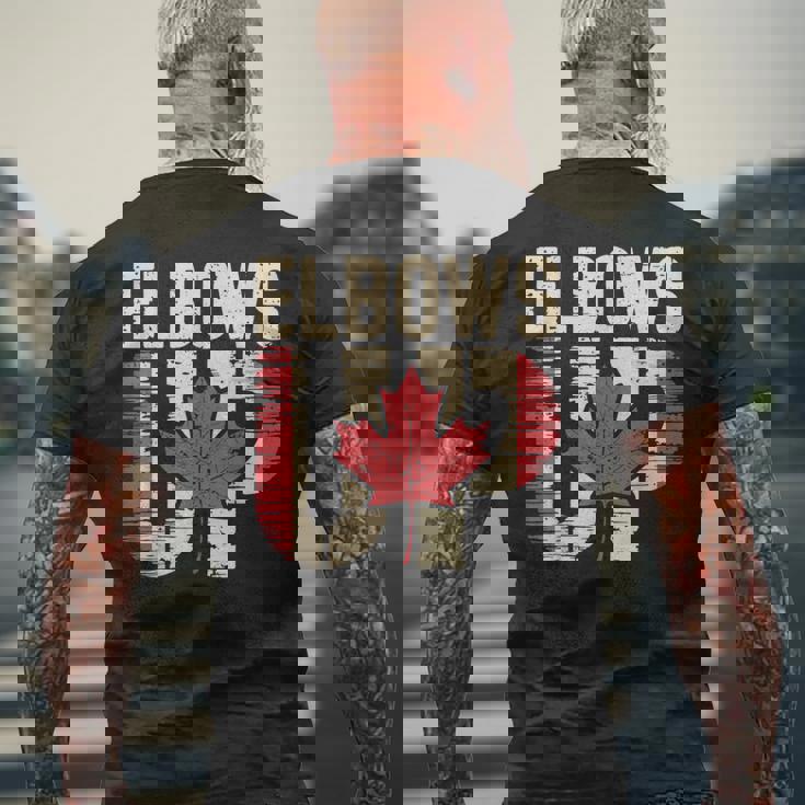 エルボーズアップ カナダ カナダ国旗 プライド 北 強い メープルリーフ メンズTシャツ バックプリント 高齢者への贈り物