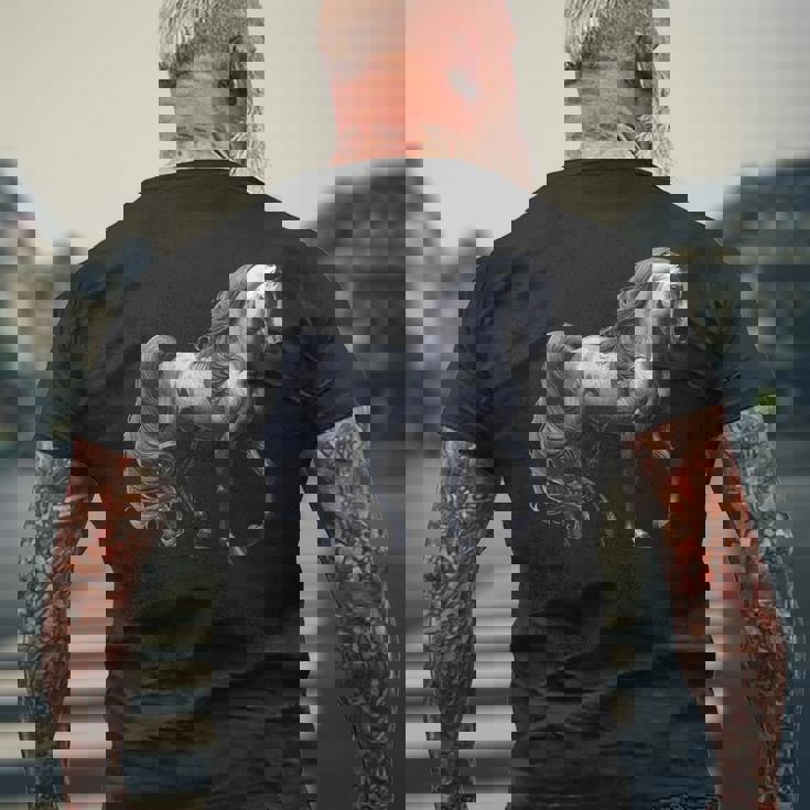 エレガントなアラビア馬のデザイン、馬好きに最適です。 メンズTシャツ バックプリント 高齢者への贈り物