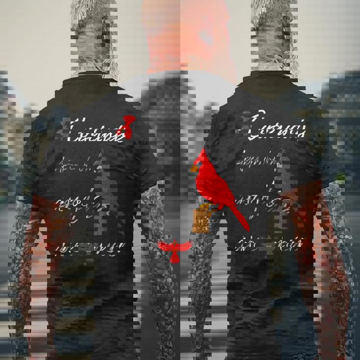 エンジェルが近くにいるとカーディナルが現れる メンズTシャツ バックプリント 高齢者への贈り物